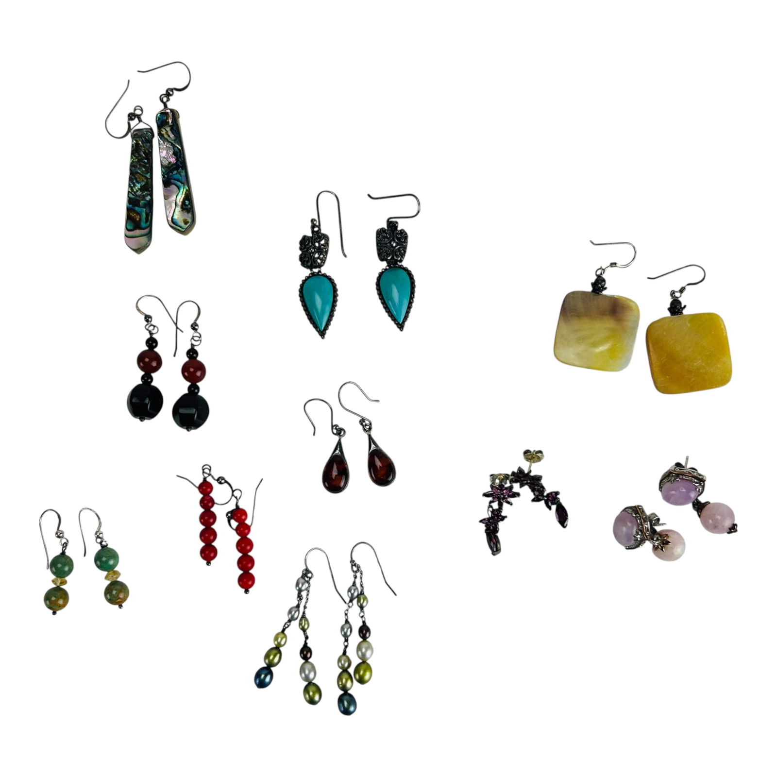 Sterling Silver Gemstone Pierced Earrings 10 PAIRS (1 of 4)