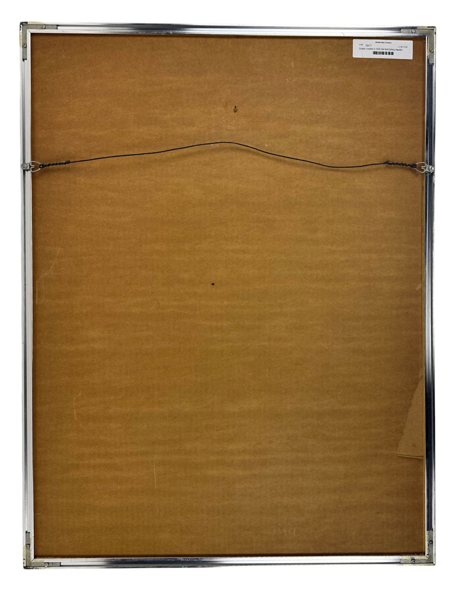 Brigitte Coudrain b.1934 Owl Bird Etching Aquatint: Brigitte Coudrain (French, born 1934), etching with aquatint on paper. Depicts a stylized owl perched in a field of abstract forms. Numbered 53/80 lower left and signed in pencil lower right. Presente