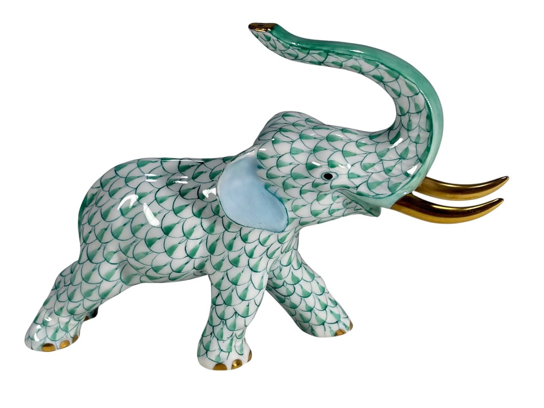 Herend Hungarian Fishnet Elephant Porcelain Fig (1 of 5)