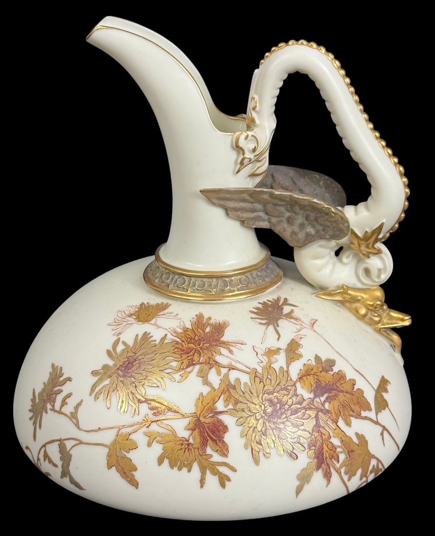 Antique Royal Worcester Porcelain Handled Ewer (1 of 6)