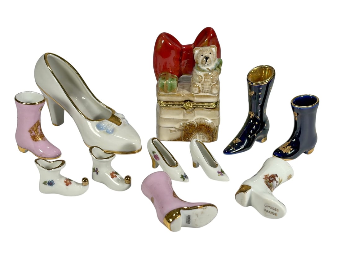 Limoges France Porcelain Shoes & Trinket Box 11pcs (1 of 5)