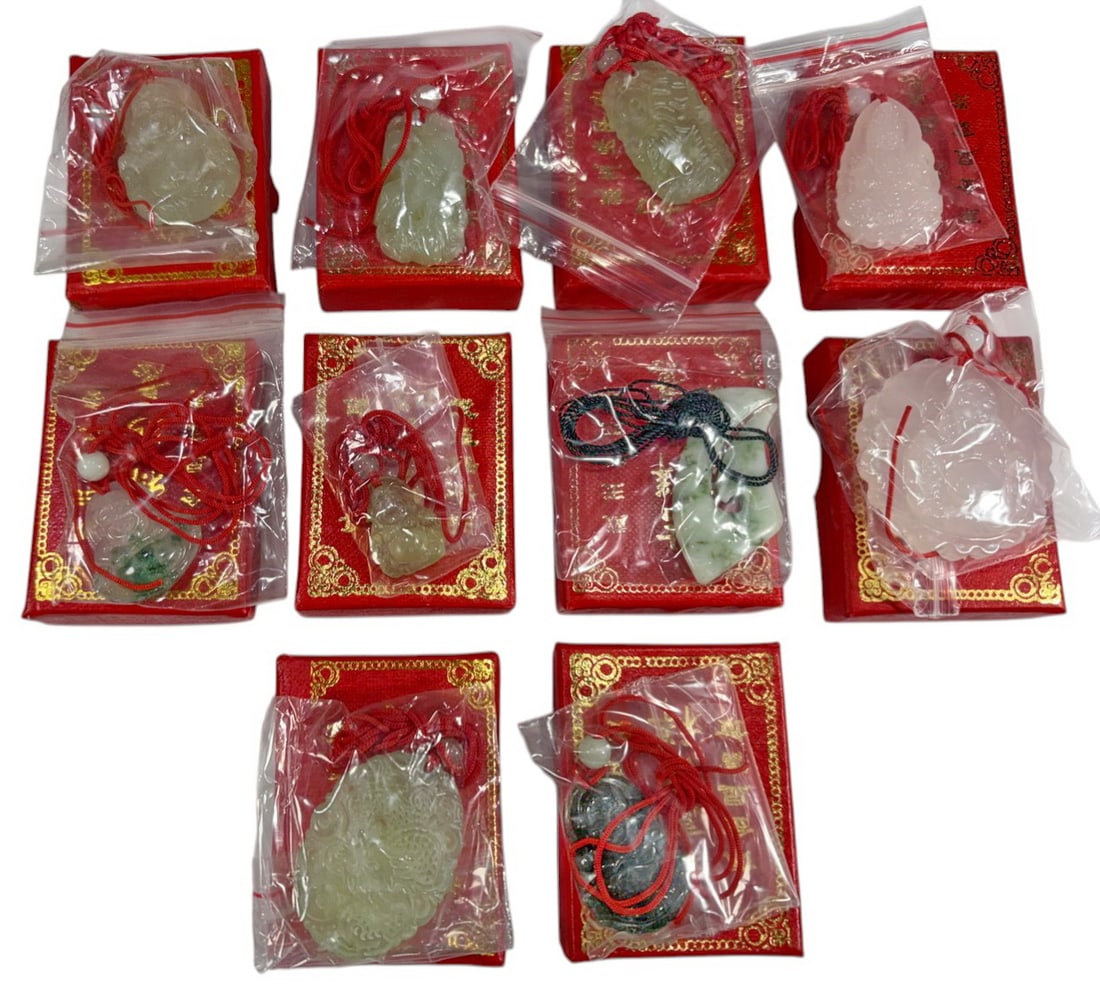 Chinese Jade or Jadeite Assorted Pendants 10pc LOT (1 of 5)