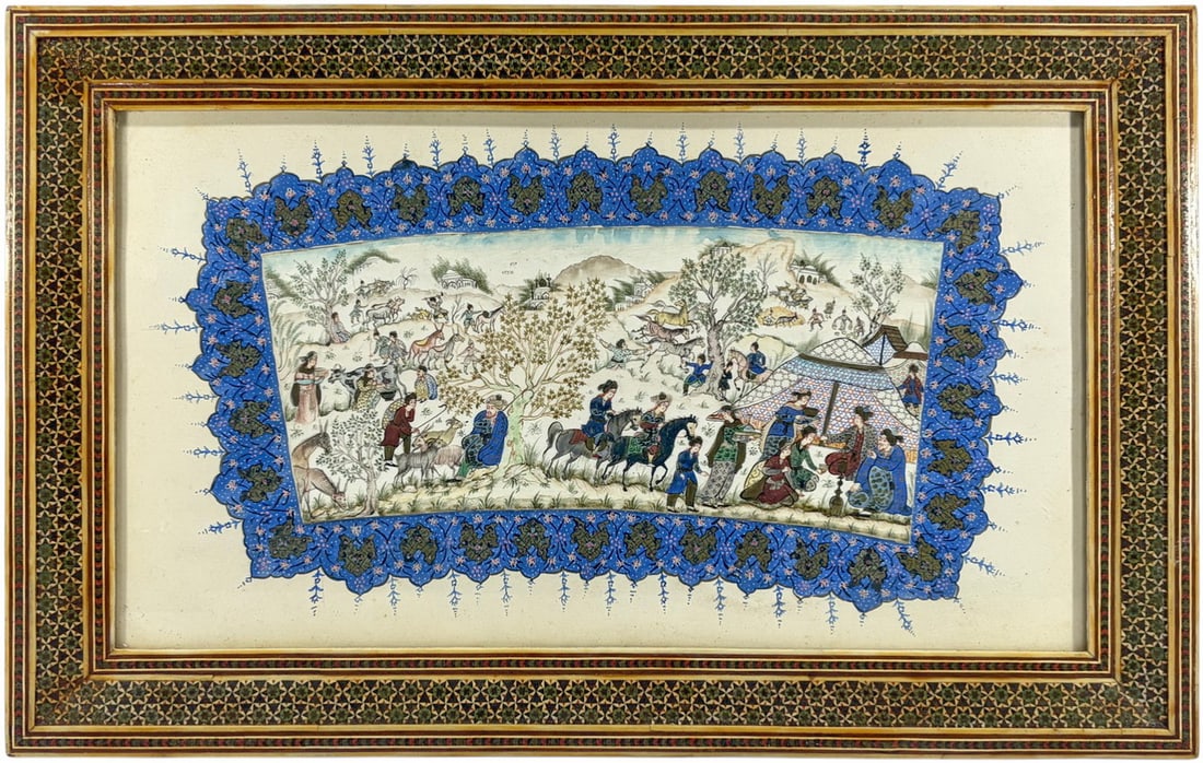 Persian Hand Painted Over Bone & Paper Framed (1 of 6)