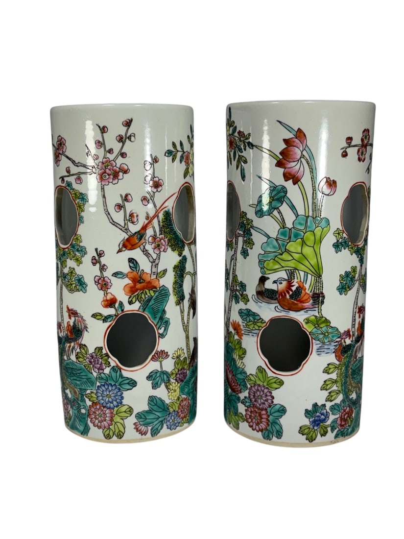 Pair of Chinese Famille Rose Style Hat Stands (1 of 5)