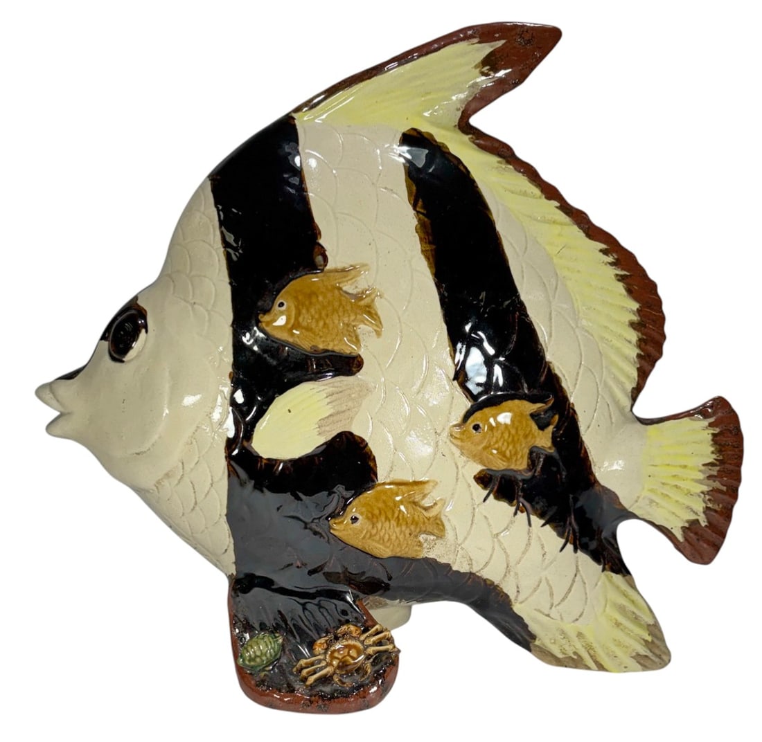 Large Vintage Glazed Ceramic Angelfish Figurine (1 of 7)