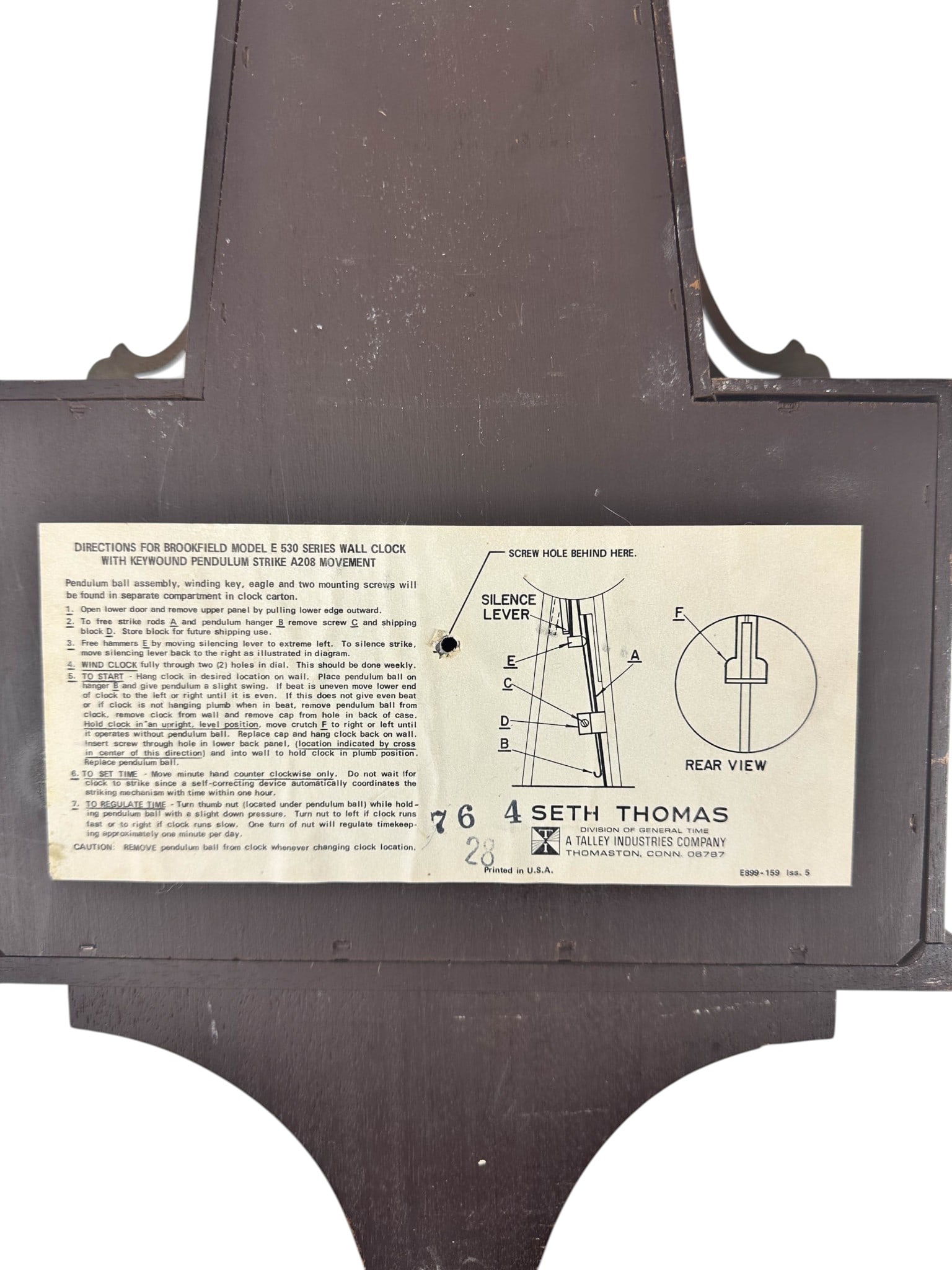 Seth Thomas Brookfield Model E 530 Wall Clock - 8