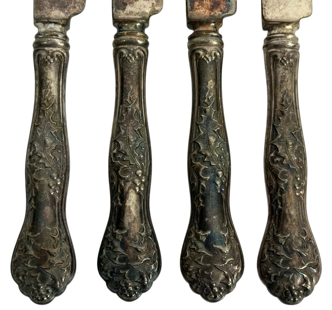 Antique Solid Sterling Silver Knives 4pc SET - 2