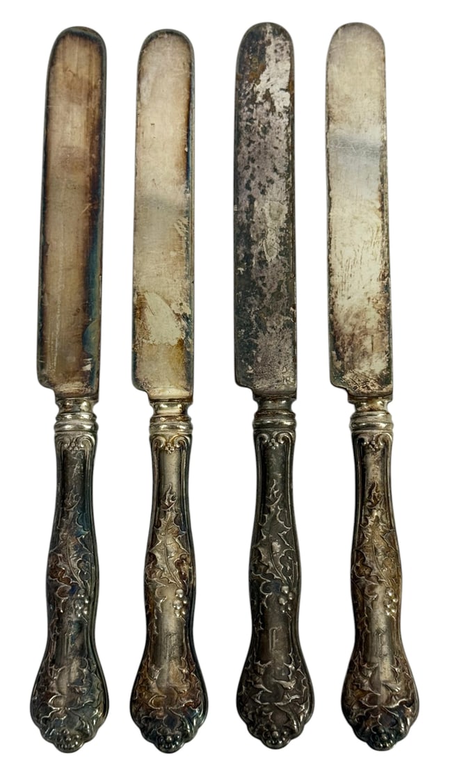 Antique Solid Sterling Silver Knives 4pc SET - 3