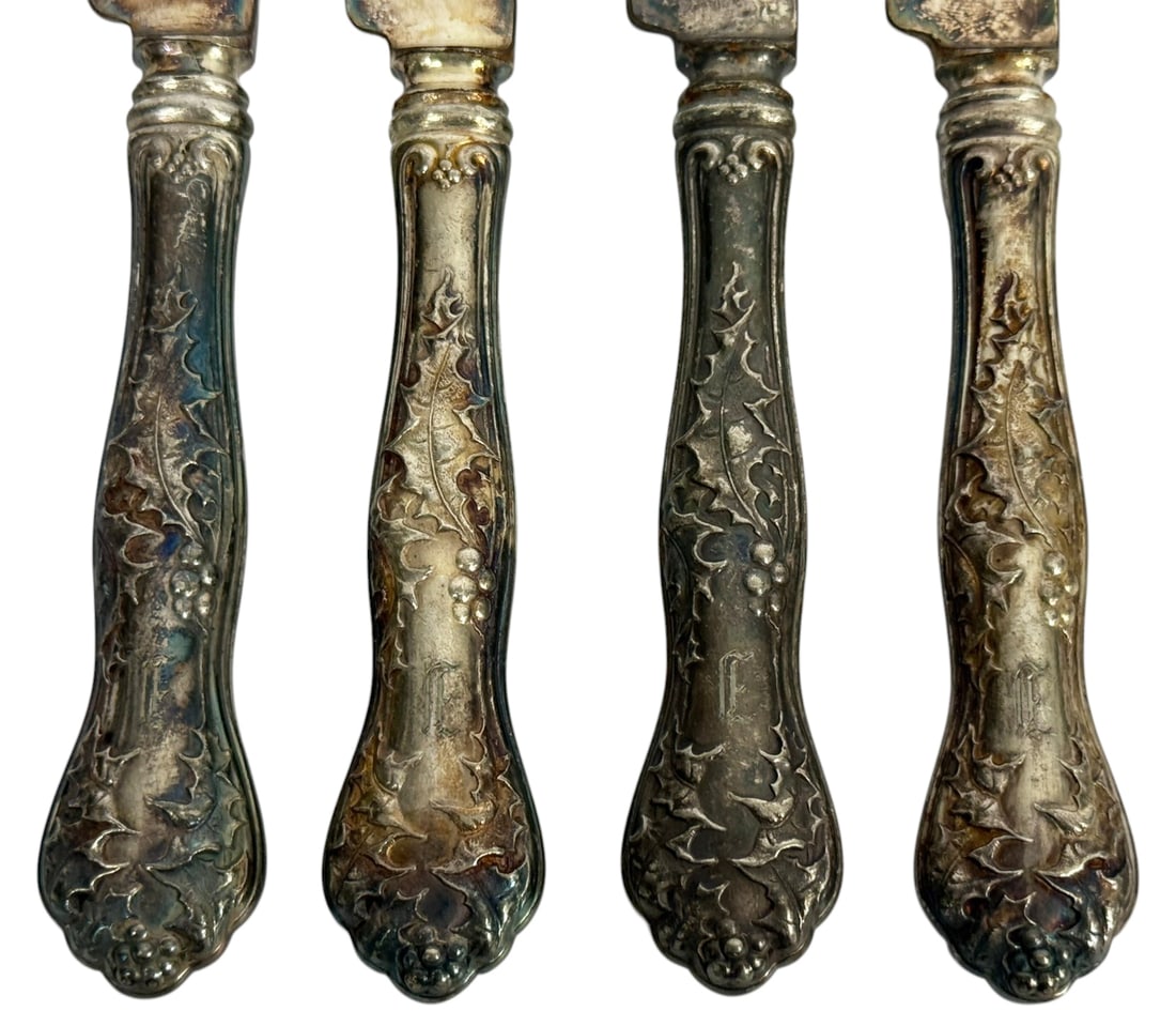 Antique Solid Sterling Silver Knives 4pc SET - 4