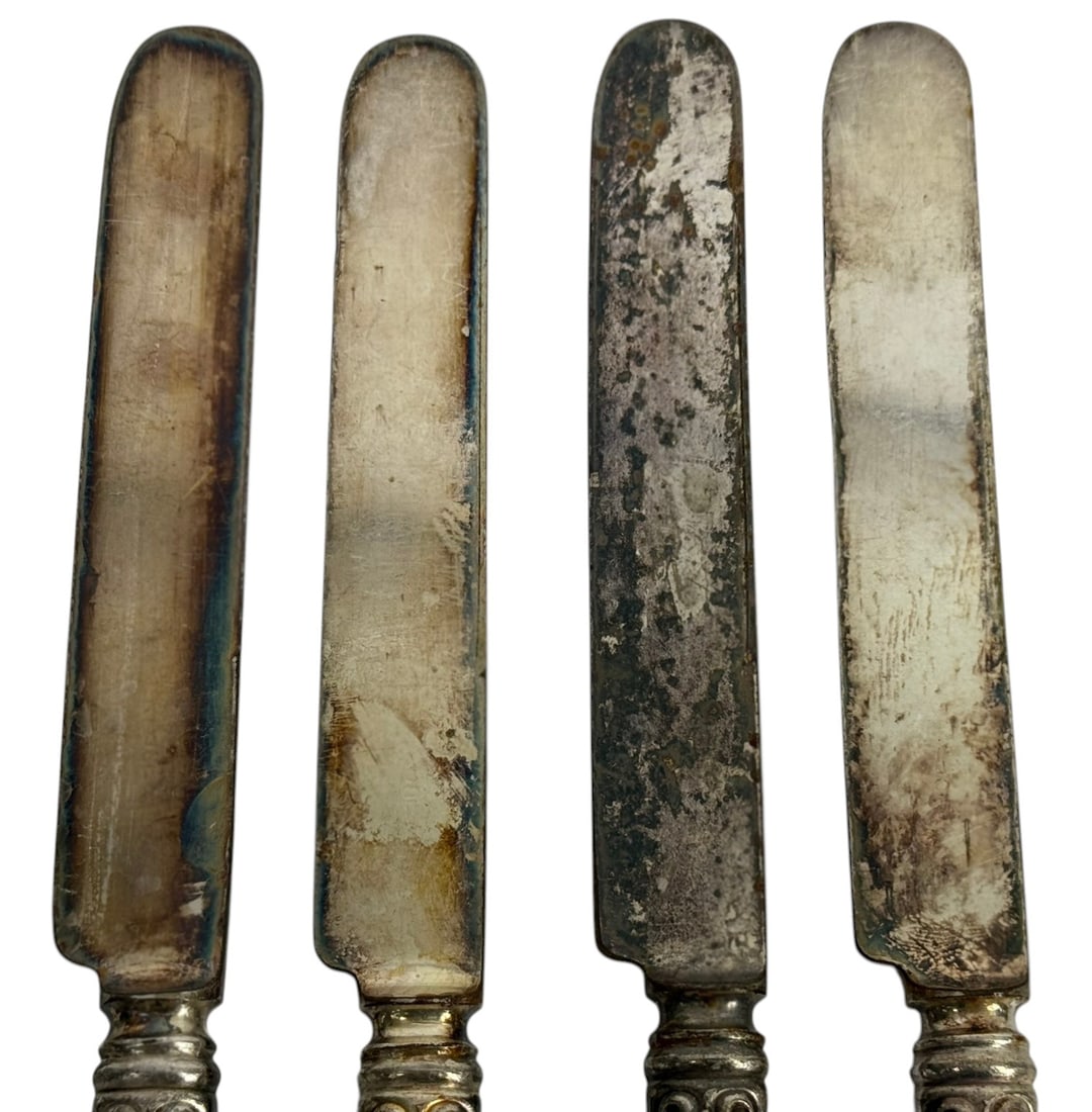 Antique Solid Sterling Silver Knives 4pc SET - 5
