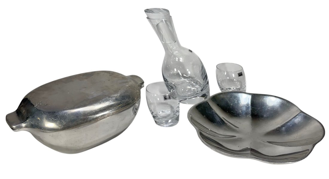 Nambe Tilt Decanter Set w/ Glasses & Platters 5pcs (1 of 9)