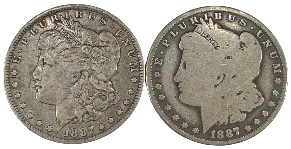USA 1887 O Morgan Silver Dollar Coins 2pc LOT (1 of 4)