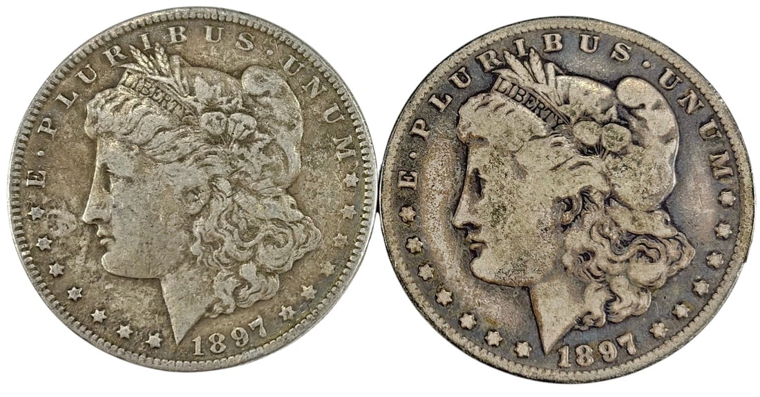 USA 1897 O Morgan Silver Dollar Coins 2pc LOT (1 of 4)