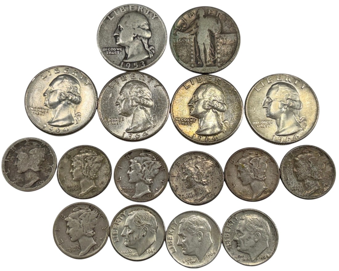 1927/64 Quarter Dollar & 1925/64 Dime 16pc LOT (1 of 9)