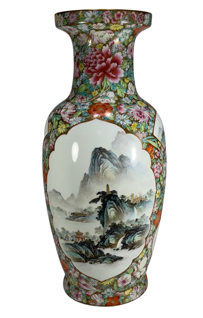 Chinese Porcelain Vase Famille Rose Style 18.25" (1 of 7)