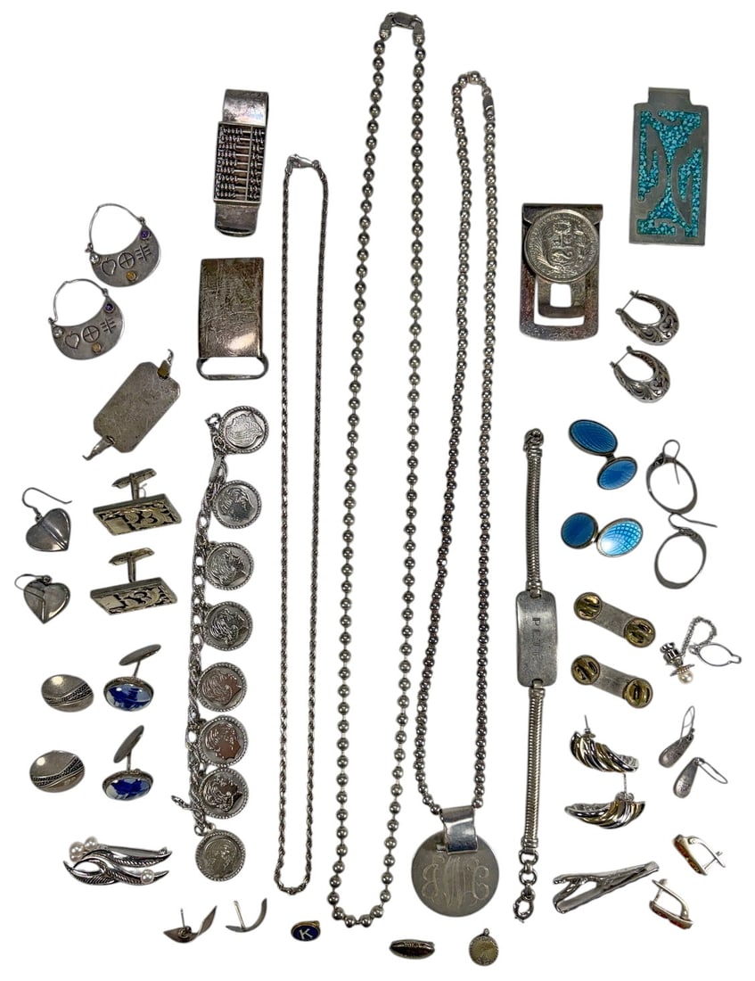 Sterling Necklaces, Cufflinks, Earrings 42pc LOT (1 of 8)