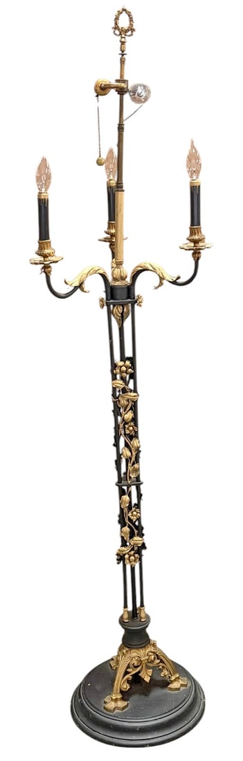 Baroque Style Gilt Bronze Three Light Floor Lamp (1 of 5)