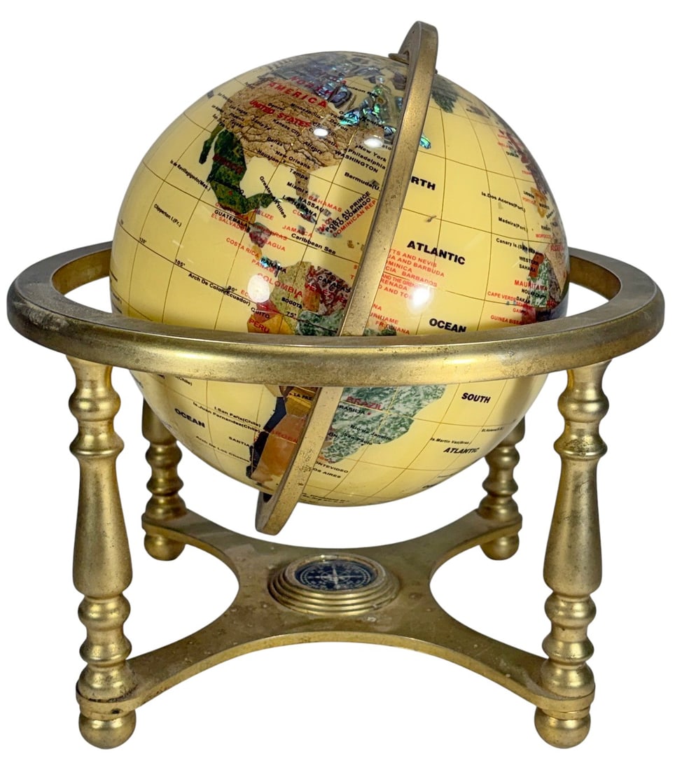 Gemstone Desktop World Globe with Brass Stand (1 of 5)