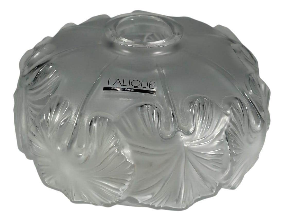 Lalique France Honfleur Frosted Crystal Vase (1 of 5)