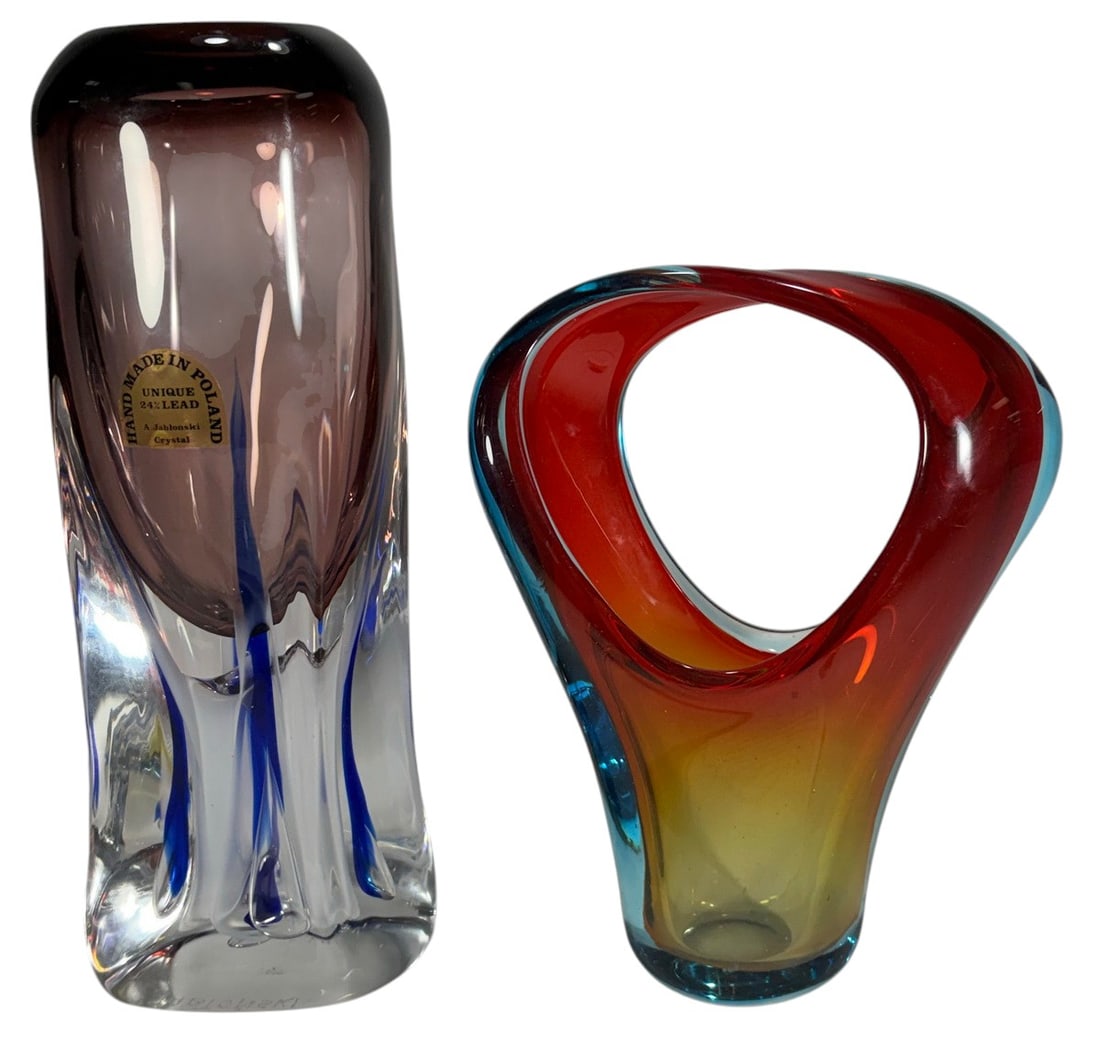 Adam Jablonski & Sommerso Style Vases 2pc LOT (1 of 7)