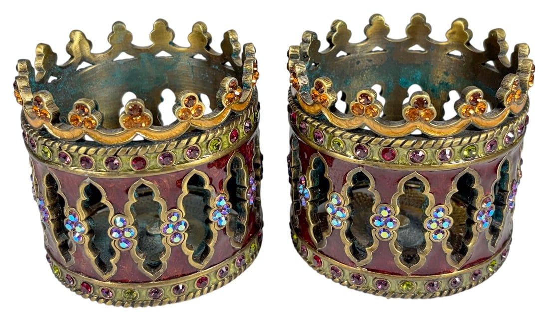 Jay Strongwater Enamel Candle Holders 2pc LOT (1 of 7)