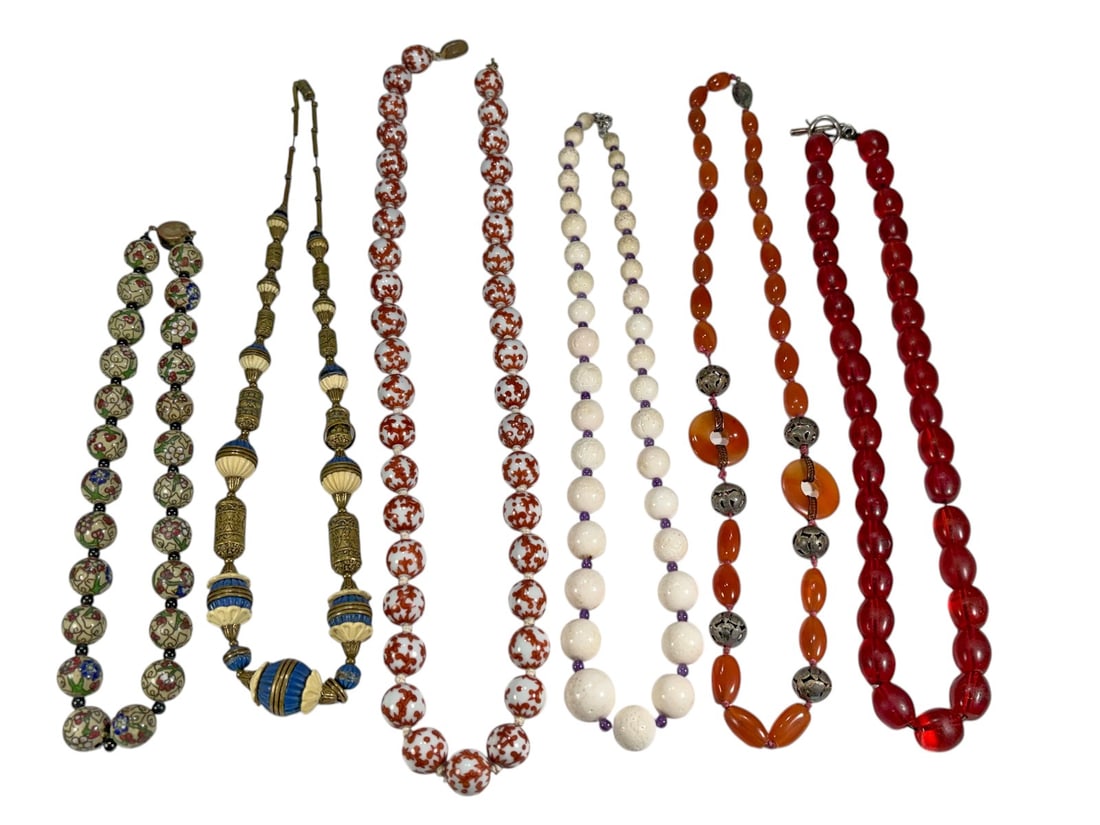 Assorted Costume Jewelry Stone Necklaces 6pc LOT (1 of 7)