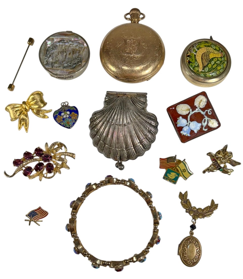 Assorted Vintage Jewelry & Pocket Watch 14pc LOT (1 of 6)