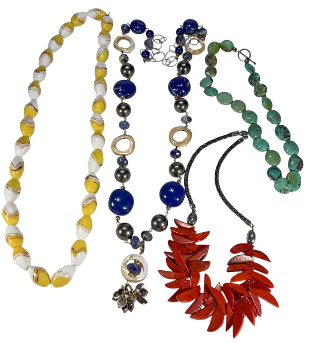 Turquoise Coral Stone Mixed Necklaces 4pc LOT (1 of 6)