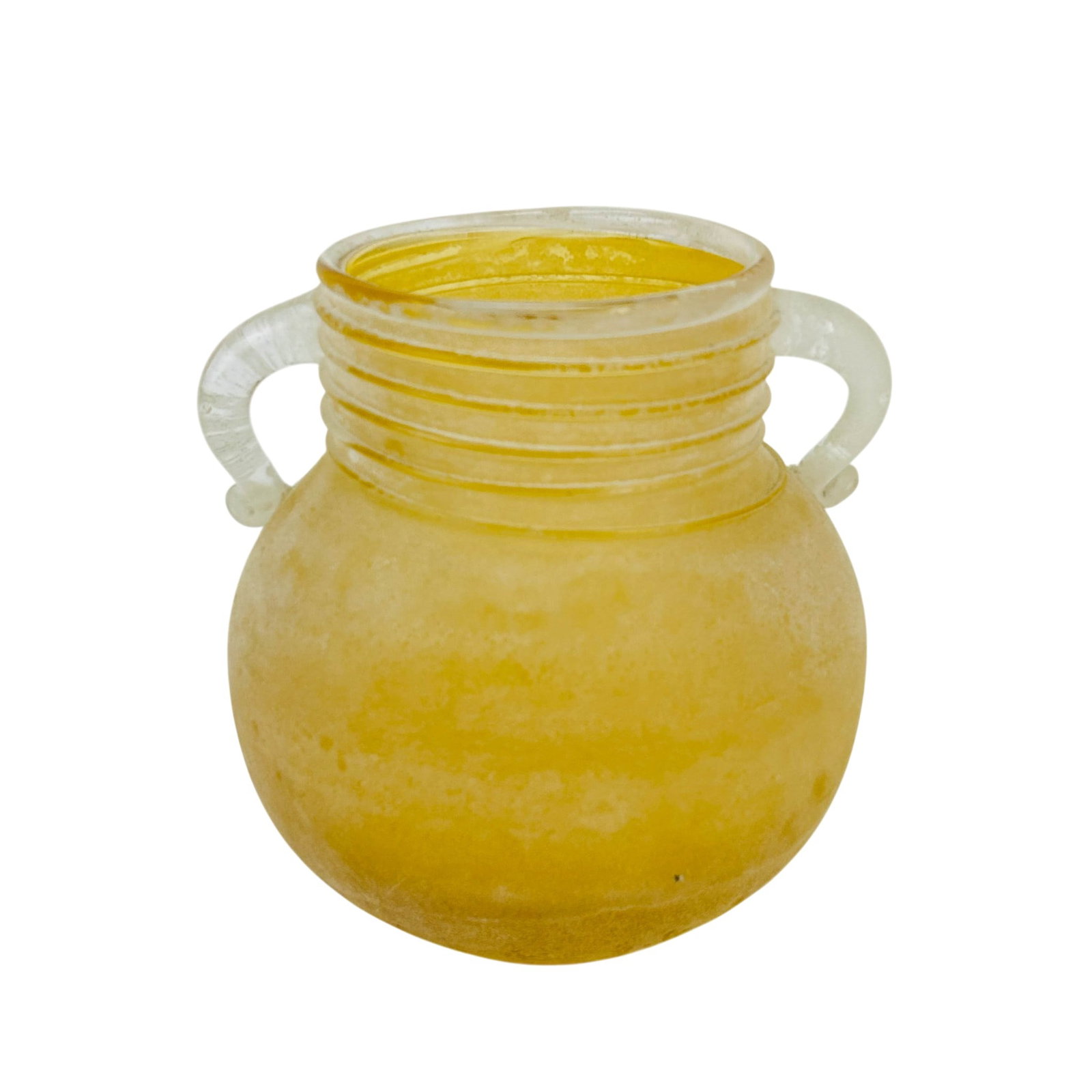 Murano Segusao Scavo Italian Glass Two Handle Vase (1 of 5)