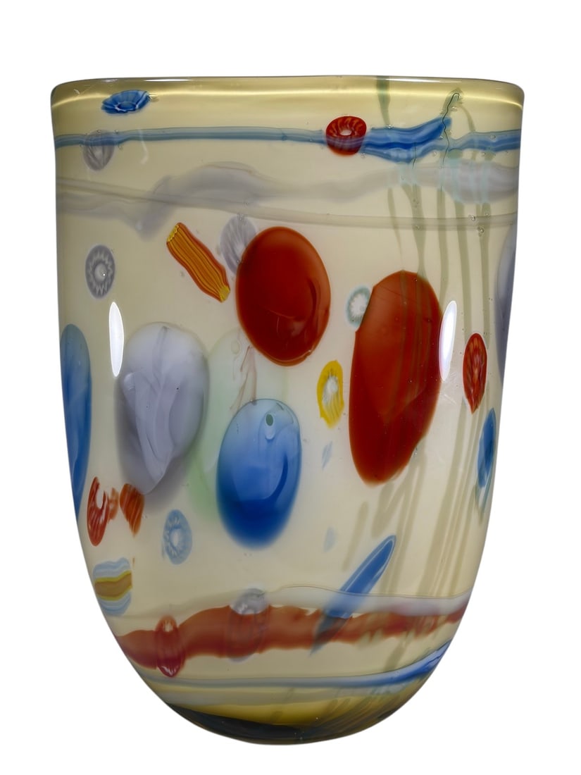 Colorful Murano Style Art Glass Millefiori Vase (1 of 4)