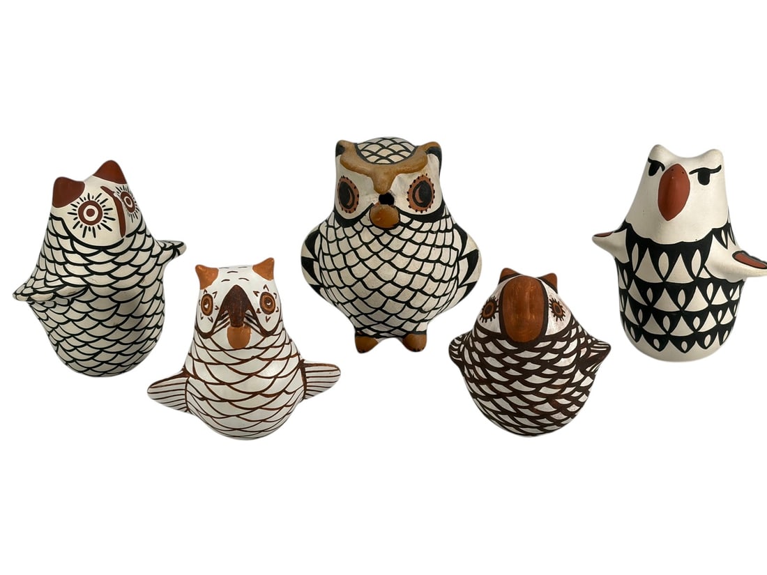 Native American Pottery Owl Figures 5pc LOT (1 of 7)