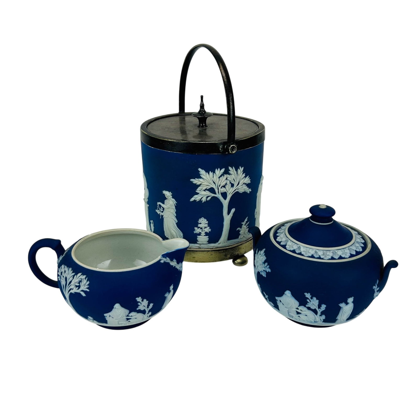 Wedgwood Jasperware Creamer Sugar Biscuit Jar 3pc (1 of 9)