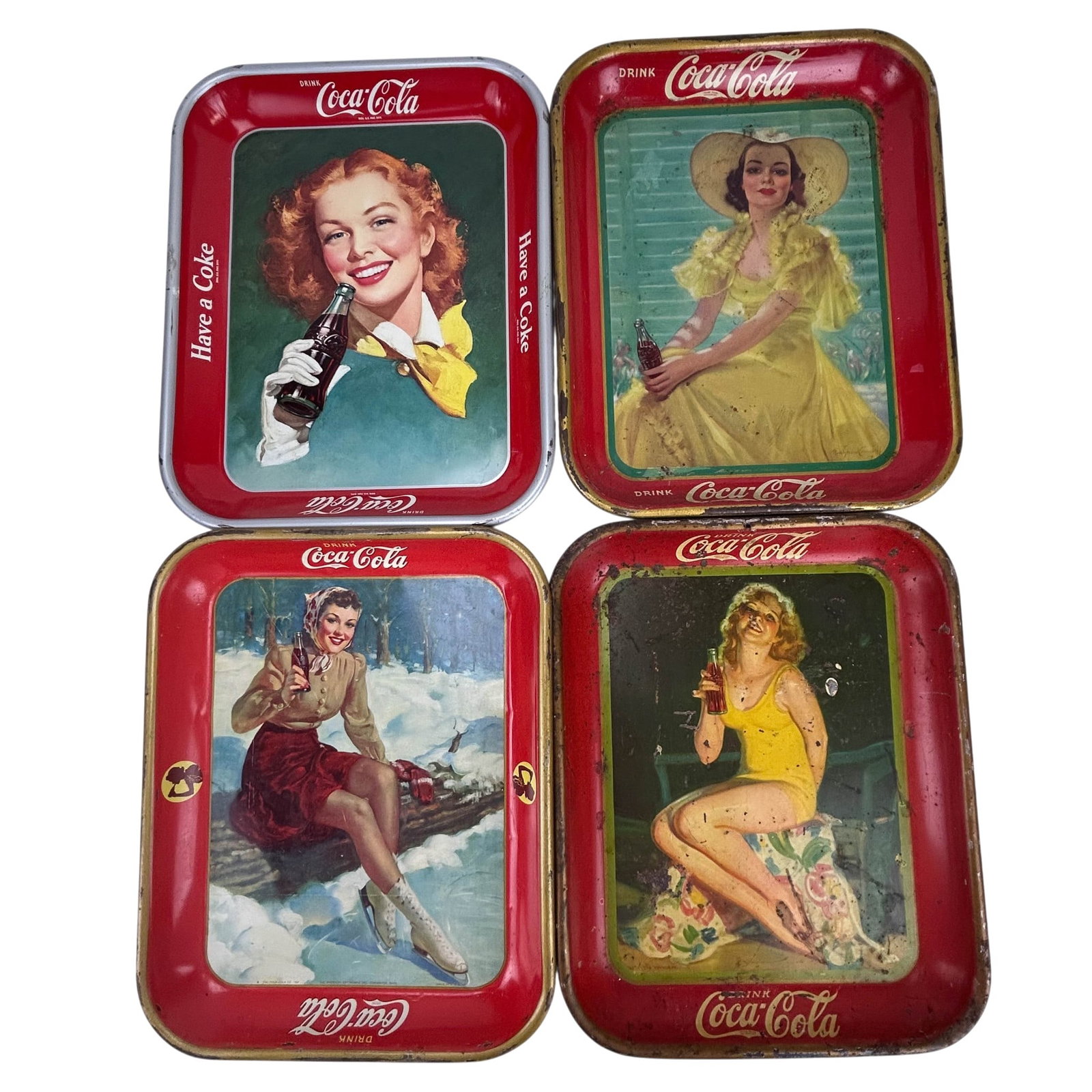 Coca Cola Advertising Metal Serving Trays 4pc LOT (1 of 7)