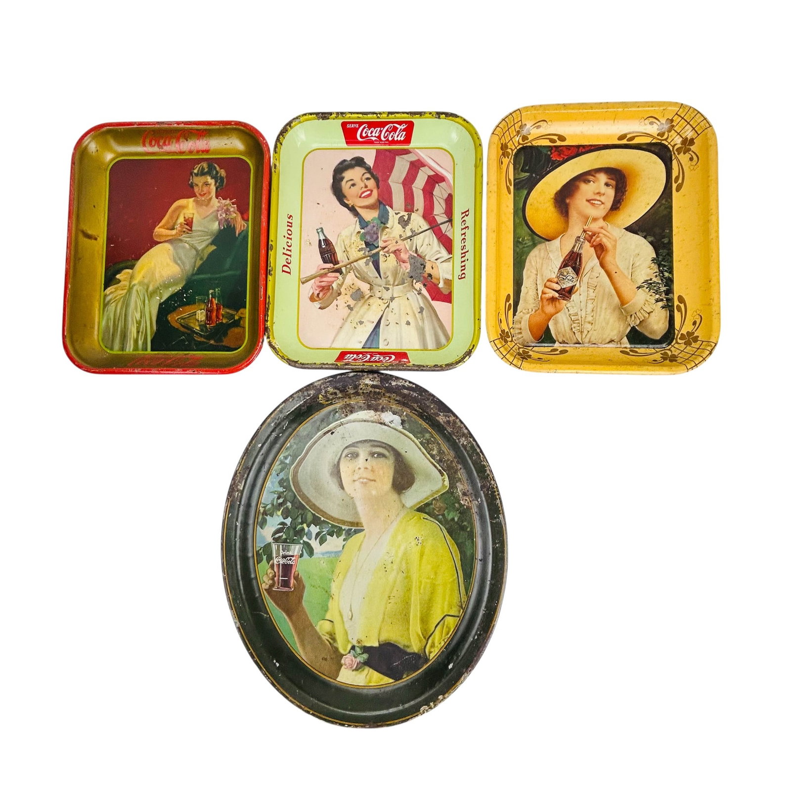 Coca Cola Advertising Metal Serving Trays 4pc LOT (1 of 10)
