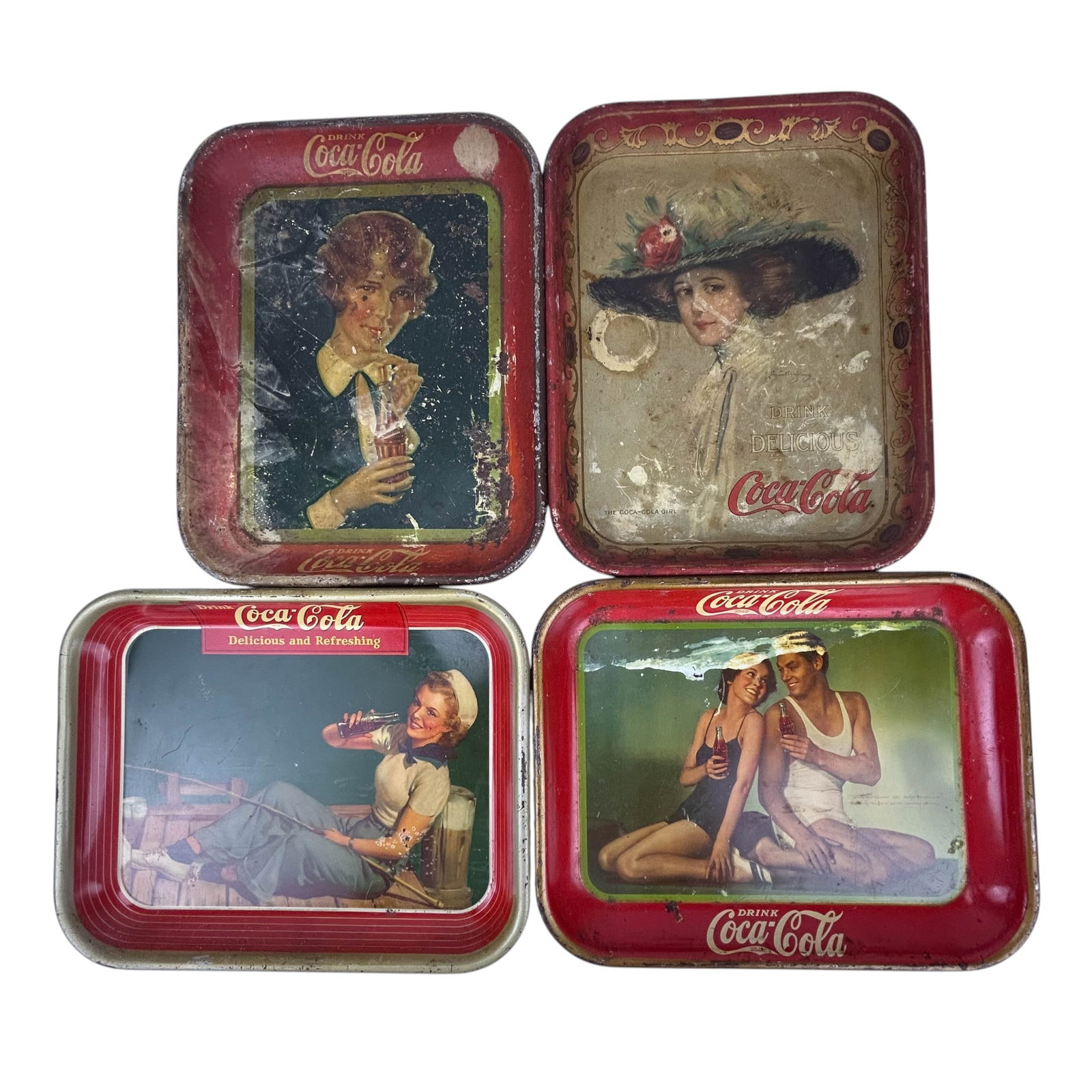 Coca Cola Advertising Metal Serving Trays 4pc LOT (1 of 6)