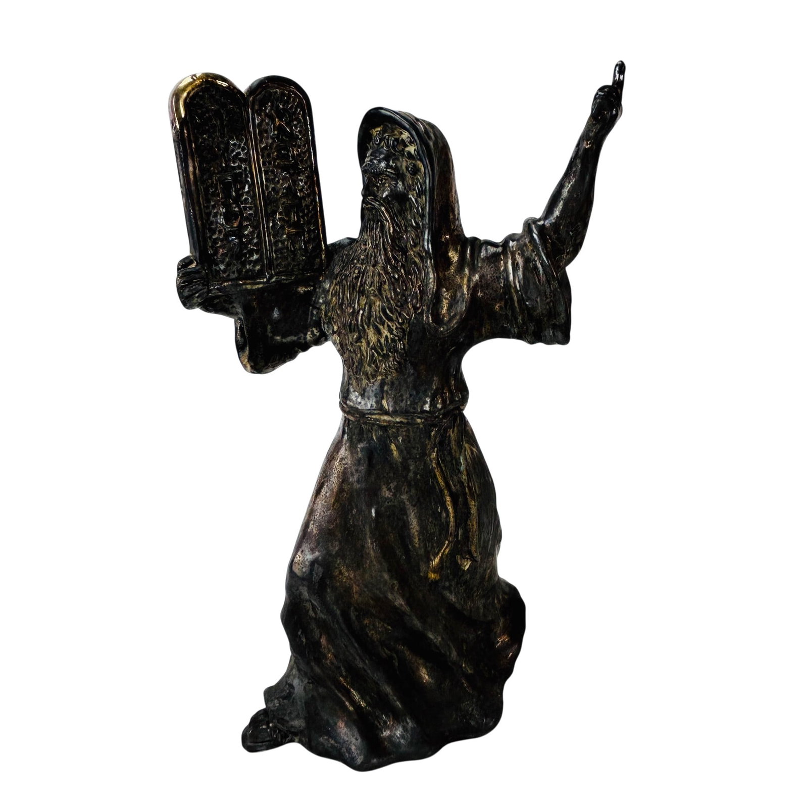 Jewish Judaica 925 Electroform 15" Moses Sculpture (1 of 4)