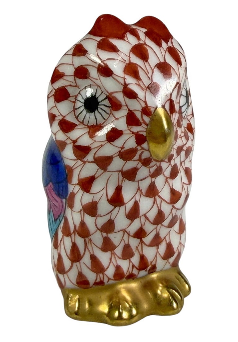 Herend Hungary Rust Fishnet Owl Porcelain Figure (1 of 4)