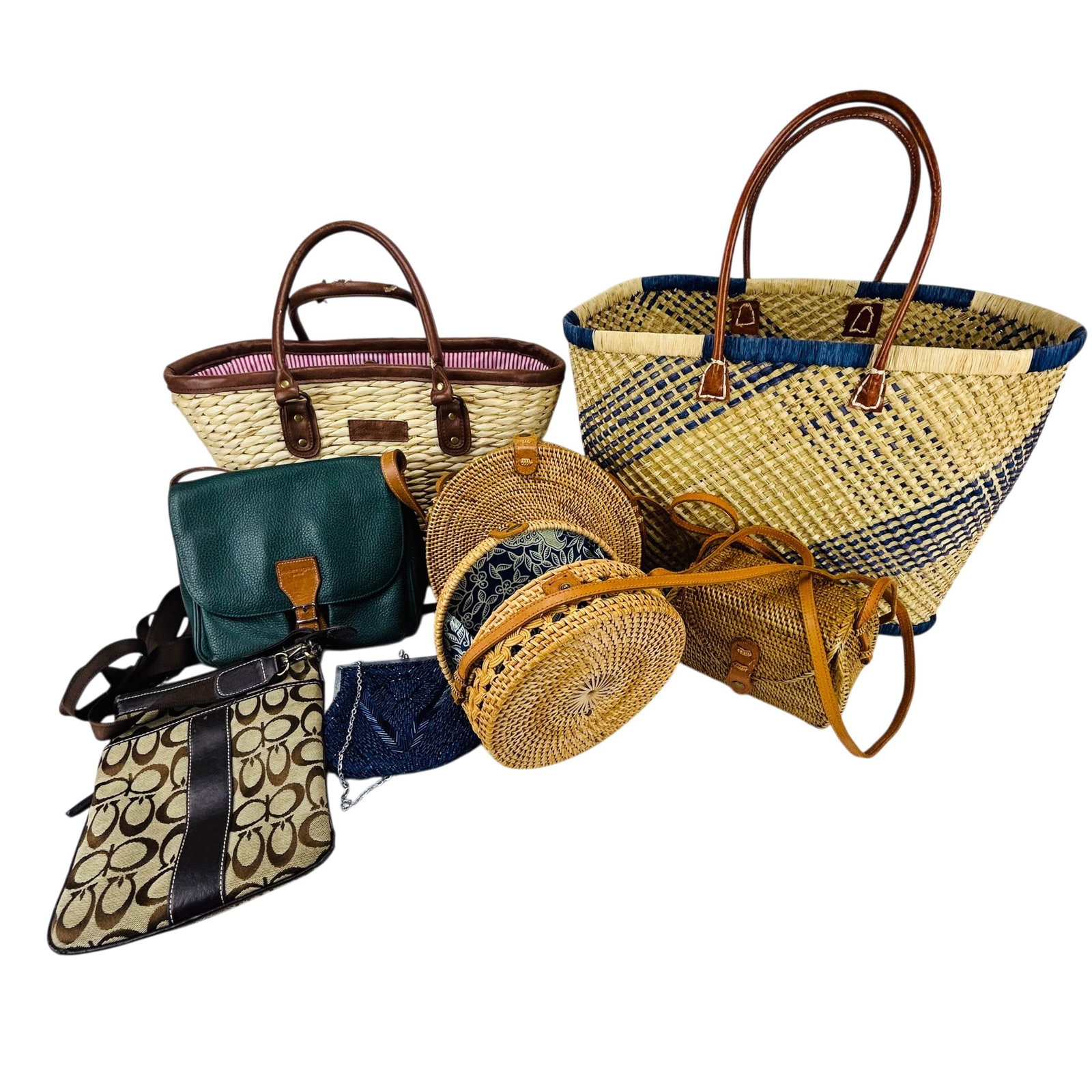 Designer & Woven Handbag Purse Bag 8pc LOT (1 of 13)