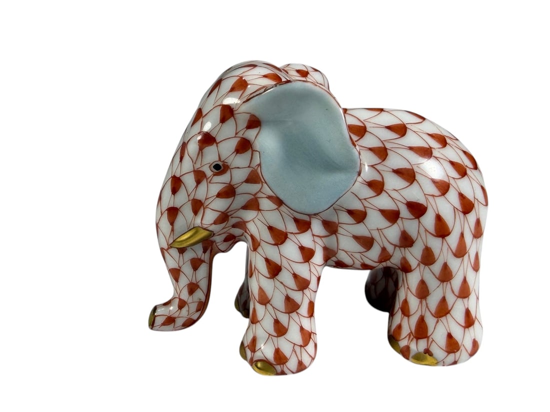Herend Hungary Rust Fishnet Elephant Figurine 5265 (1 of 5)