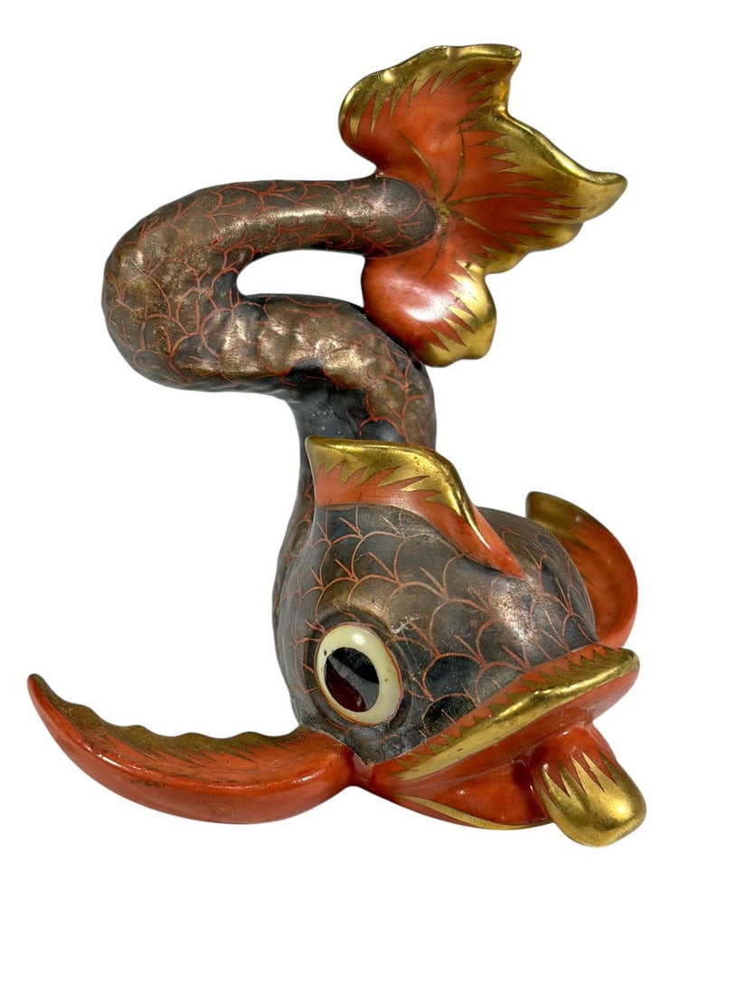 Herend Porcelain Fishnet 'Dolphin Koi Fish' Fig (1 of 5)