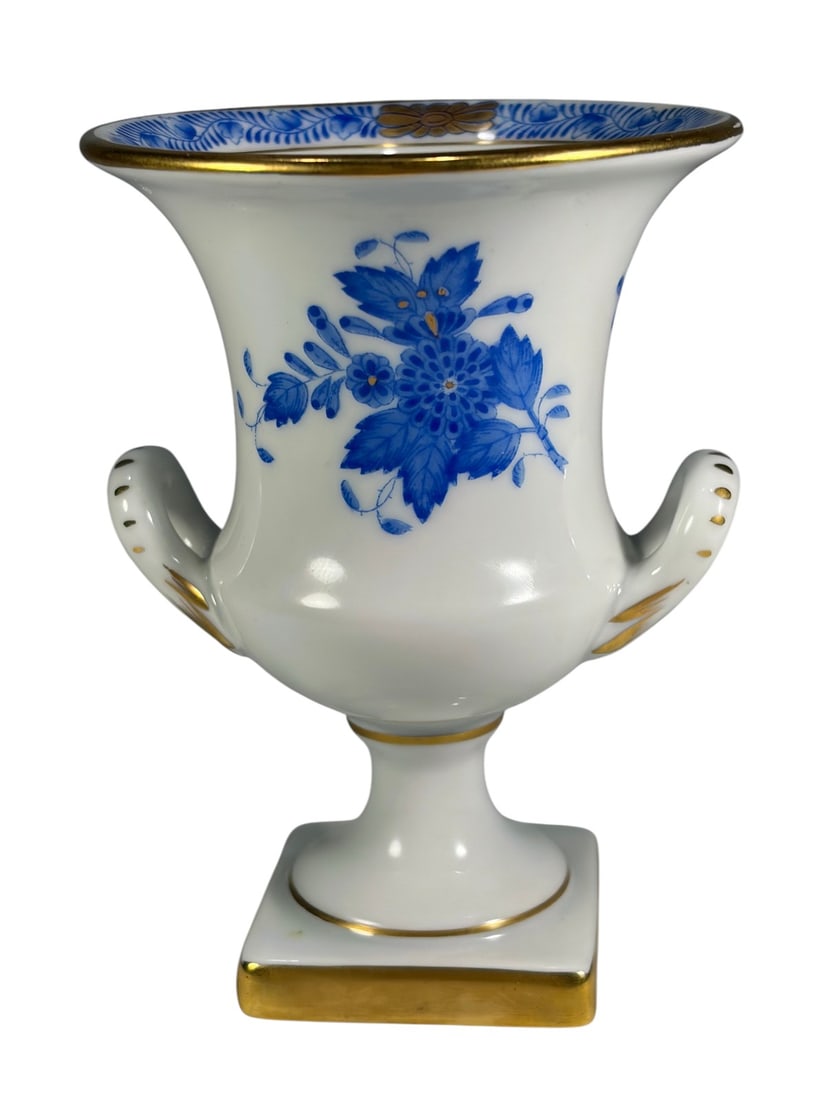 Herend Hungary Porcelain Floral Blue Mini Urn Vase (1 of 6)