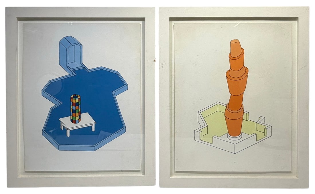 Calvin Seibert, American b.1958 Ink & Gouache 2pcs (1 of 6)