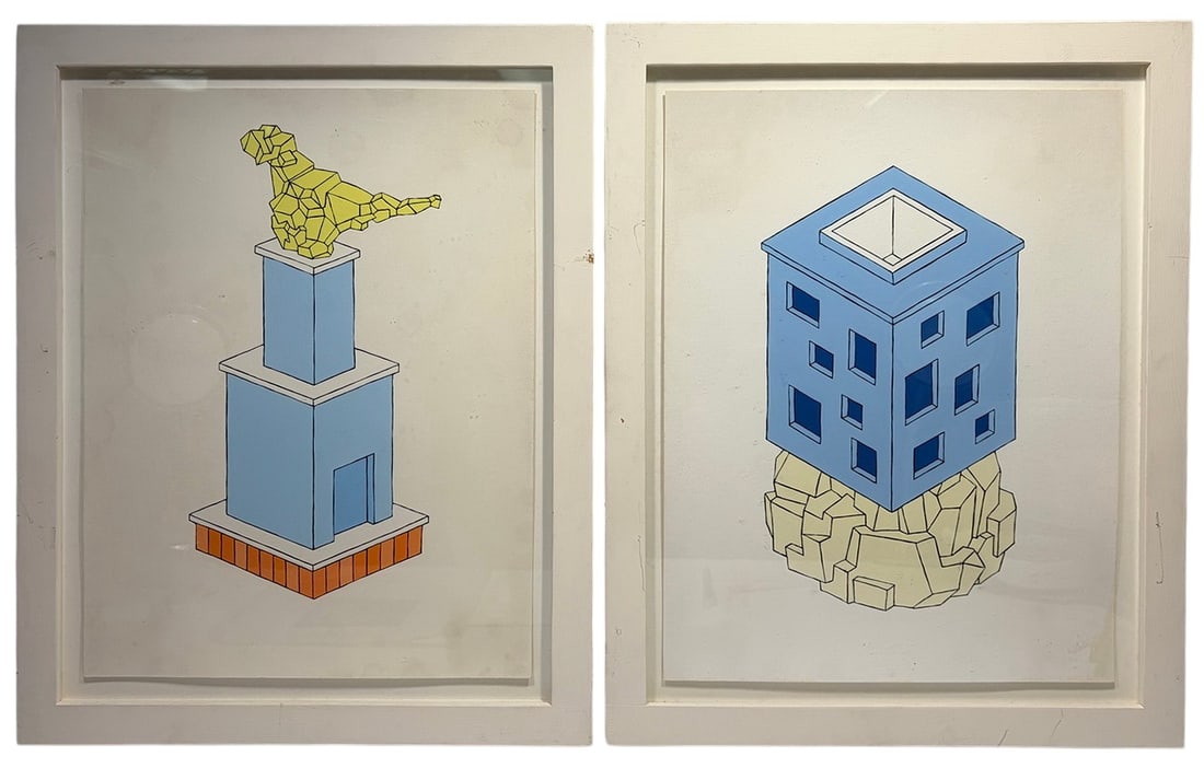 Calvin Seibert, American b.1958 Ink & Gouache 2pcs (1 of 7)