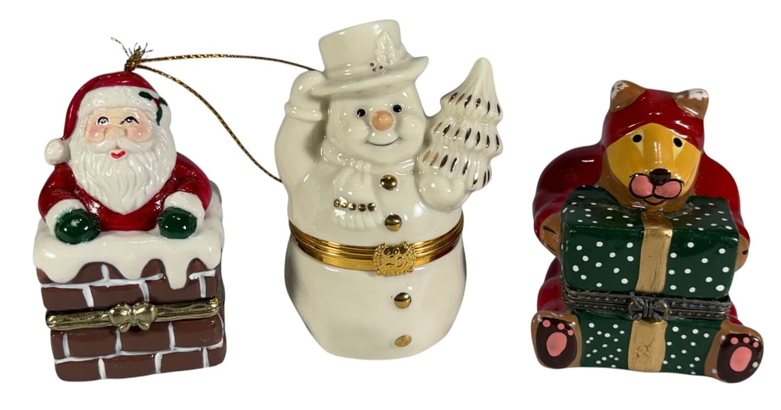 Limoges Style Christmas Trinket Boxes 3pc LOT (1 of 5)
