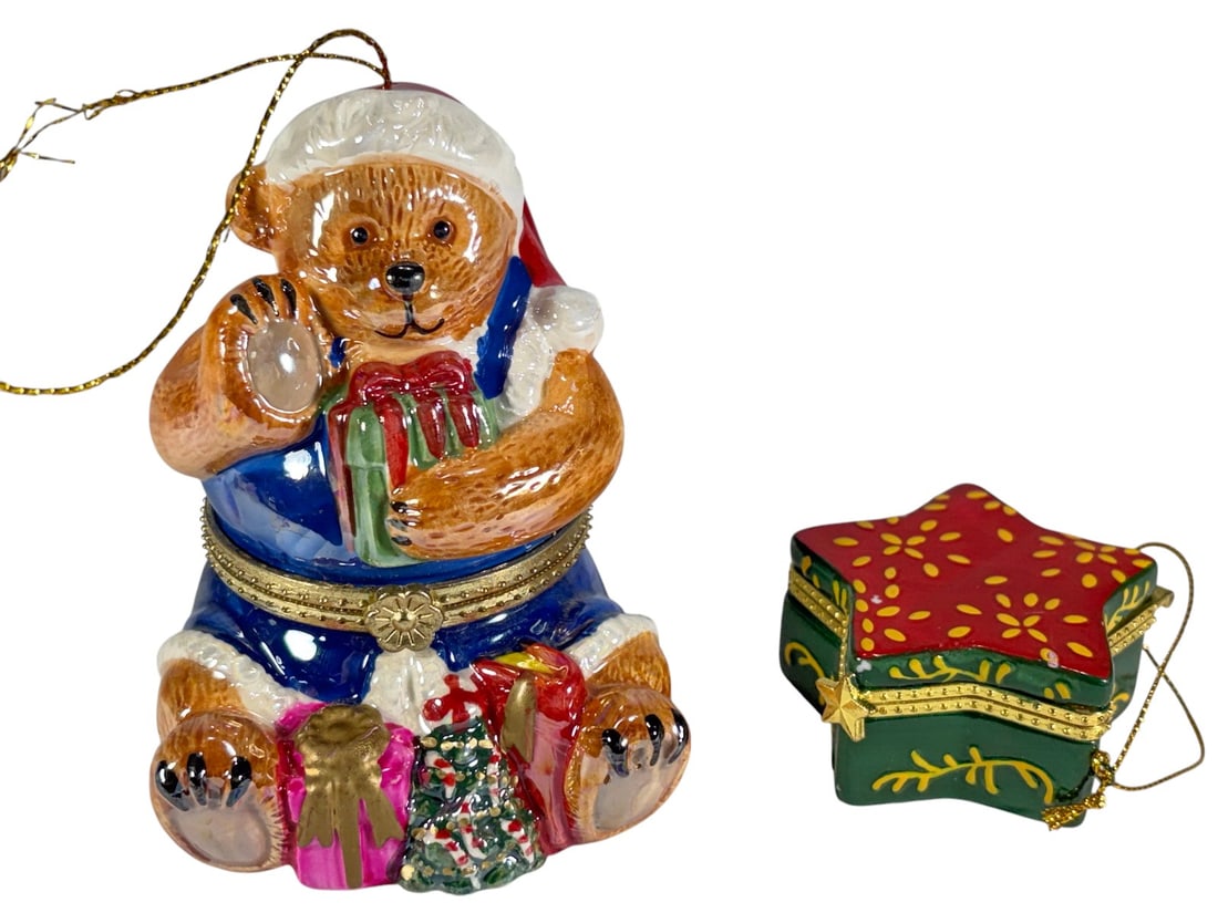 Limoges Style Christmas Trinket Boxes 2pc LOT (1 of 6)
