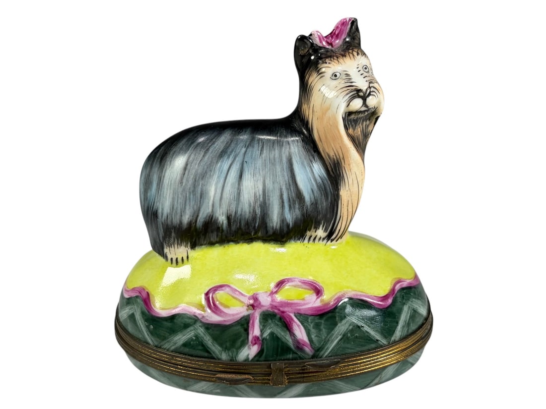 Limoges France Hand Painted Yorkie Trinket Box (1 of 4)
