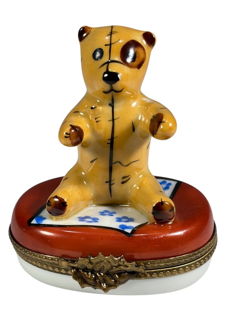 La Gloriette Limoges France Teddy Bear Trinket Box (1 of 5)