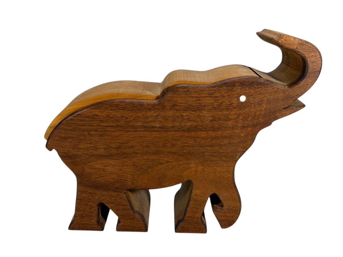 Handcrafted Elephant Wooden Box w Animals Figures (1 of 5)