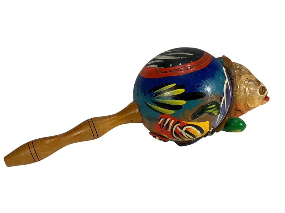 Mexican Hand Painted Fish Head Maraca Shaker (1 of 5)