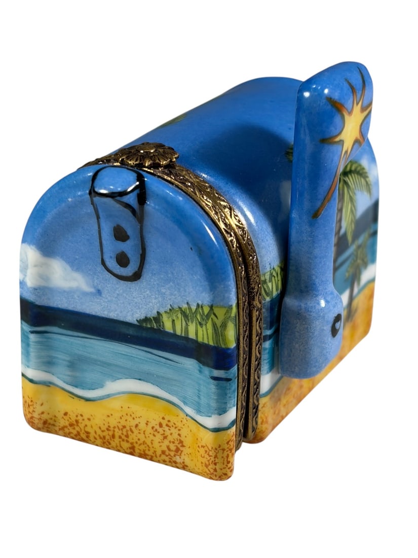 Limoges France Porcelain Beach Mailbox Trinket Box (1 of 6)